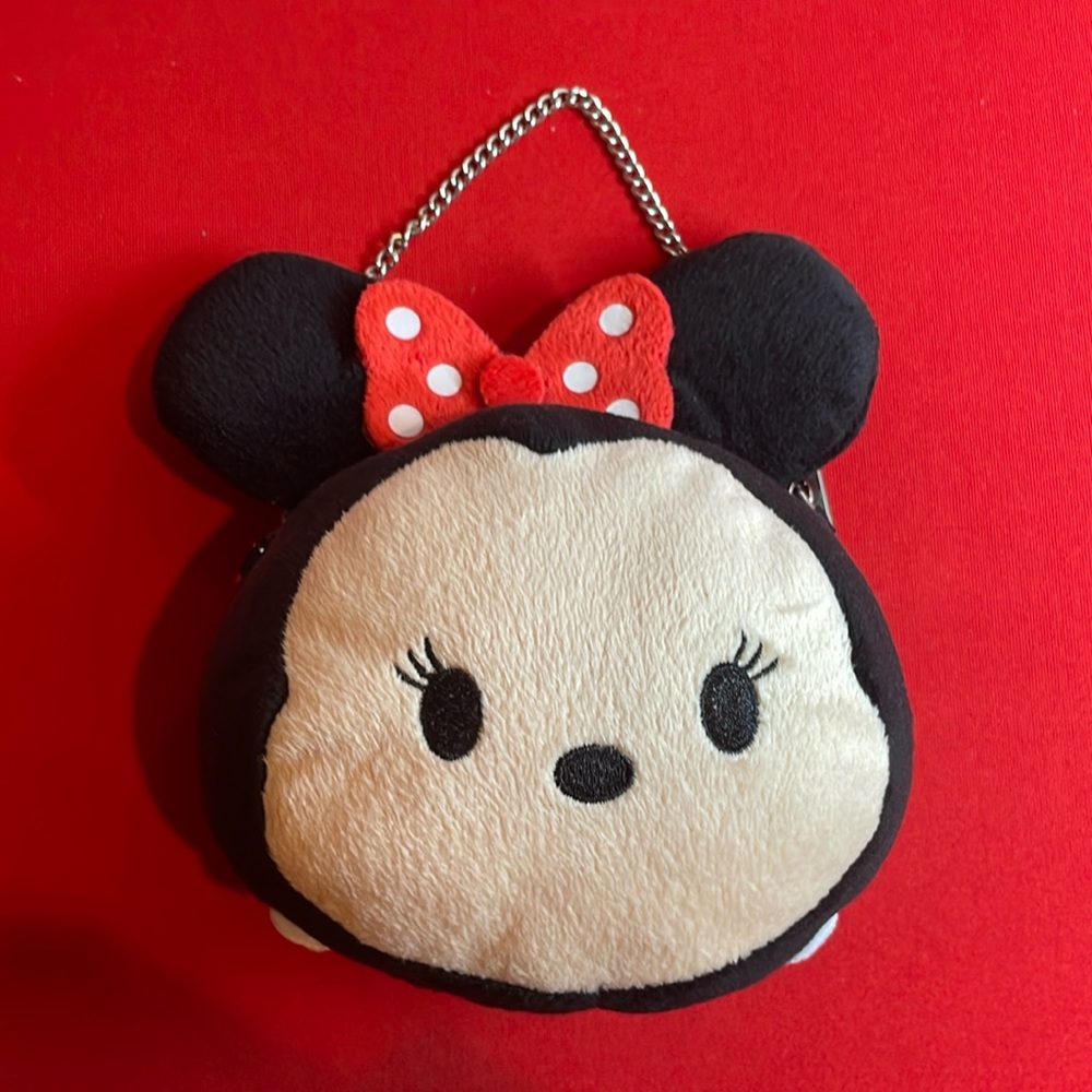 DISNEY TSUM TUM MINNIE PLUSH MINI PURSE WITH CHAIN